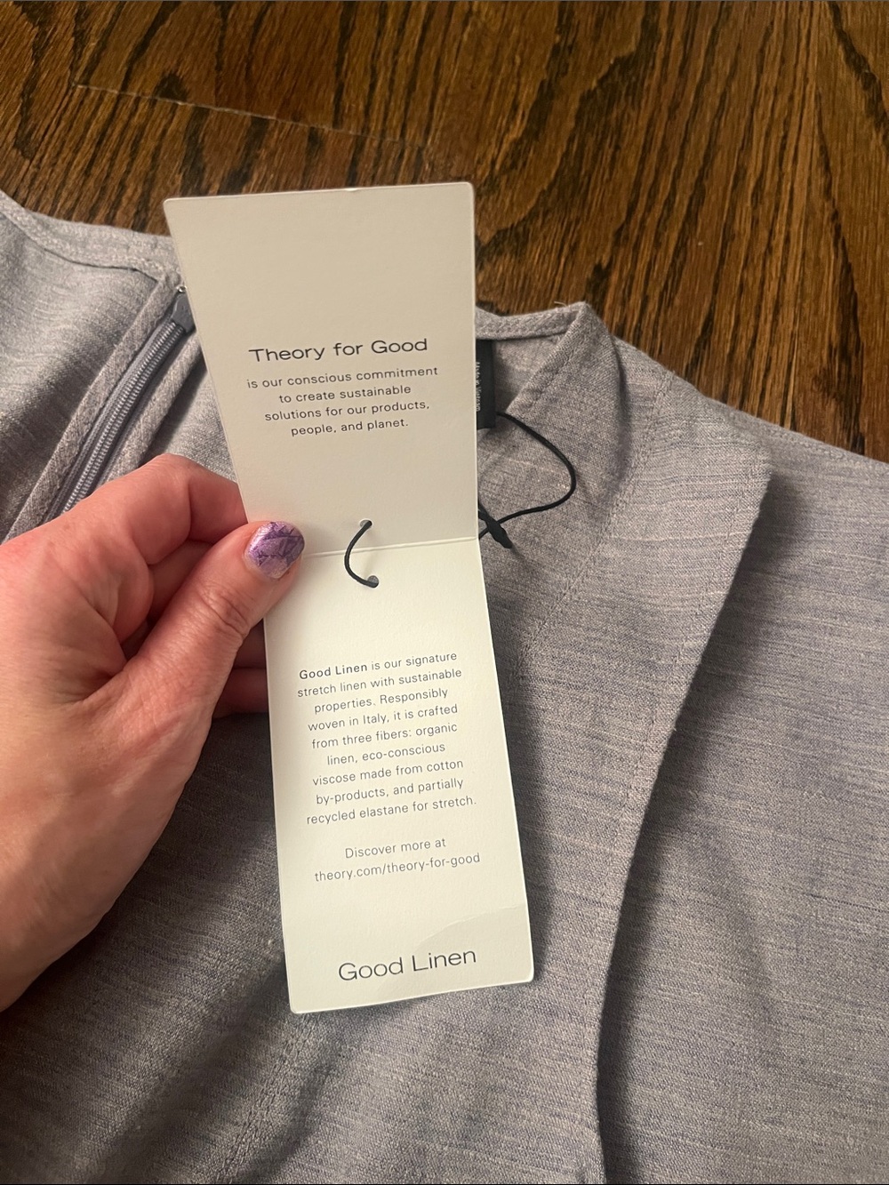 NEW! Theory Sleeveless Good Linen l Light Gray A-Line Jemion Sharkskin Dress - Picture 10 of 10